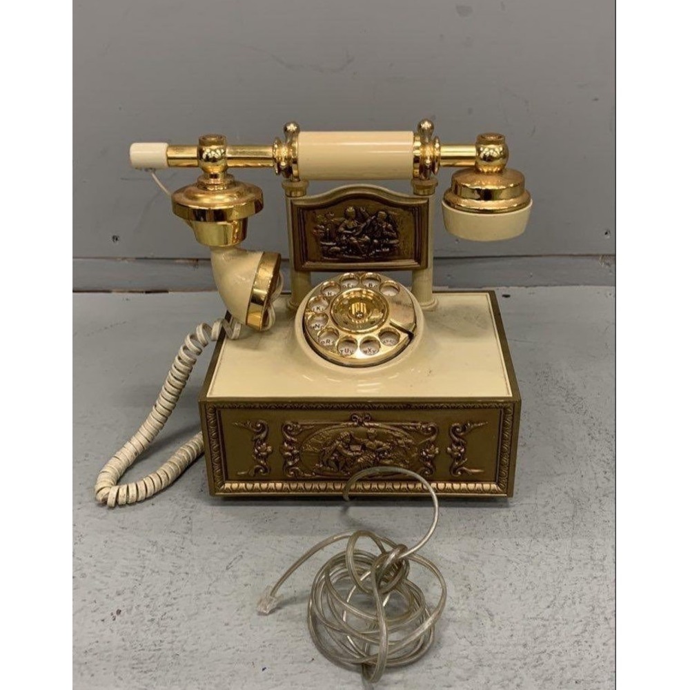 Vintage Deco-Tel Rotary Telephone French Provincial Gold Cream DNB1211-W